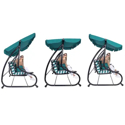 Záhradná hojdačka SPRINGOS MALIBU 4-miestna, zeleno-biela