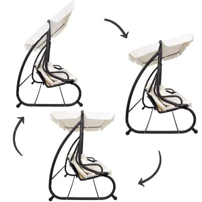 Záhradná hojdačka SPRINGOS BOHEMA 4-miestna, krémová