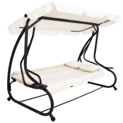 Záhradná hojdačka SPRINGOS BOHEMA 4-miestna, krémová