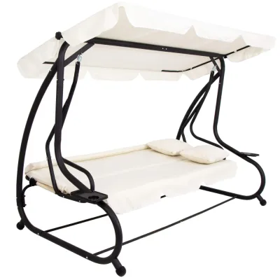 Záhradná hojdačka SPRINGOS BOHEMA 4-miestna, krémová