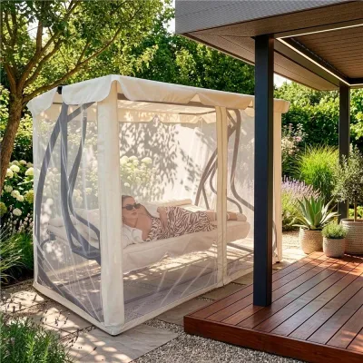 Záhradná hojdačka SPRINGOS BOHEMA 4-miestna, krémová