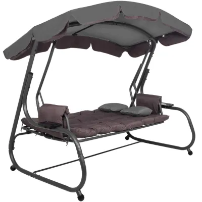 Záhradná hojdačka 3-4-miestna SPRINGOS DIANA GS0032, hnedá