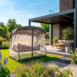 Záhradná hojdačka 3-4-miestna SPRINGOS DIANA GS0032, hnedá