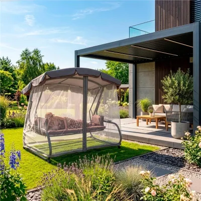 Záhradná hojdačka 3-4-miestna SPRINGOS DIANA GS0032, hnedá