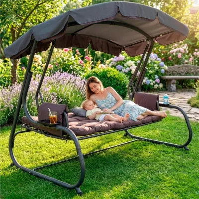 Záhradná hojdačka 3-4-miestna SPRINGOS DIANA GS0032, hnedá