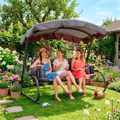 Záhradná hojdačka 3-4-miestna SPRINGOS DIANA GS0032, hnedá