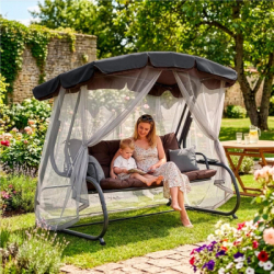 Záhradná hojdačka 3-4-miestna SPRINGOS DIANA GS0032, hnedá