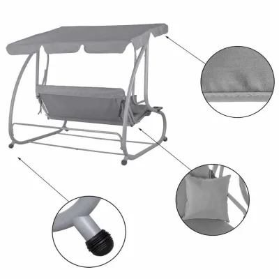 Záhradná hojdačka SPRINGOS VENEZIA 3-miestna, šedá