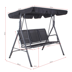 Záhradná hojdačka SPRINGOS PALERMO 3-miestna, čierna