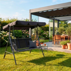 Záhradná hojdačka SPRINGOS PALERMO 3-miestna, čierna