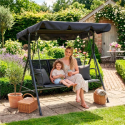 Záhradná hojdačka SPRINGOS PALERMO 3-miestna, čierna