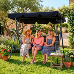 Záhradná hojdačka SPRINGOS PALERMO 3-miestna, čierna