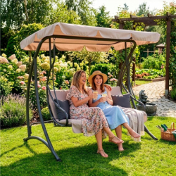 Záhradná hojdačka 3-miestna SPRINGOS DEIZY GS0031, béžová