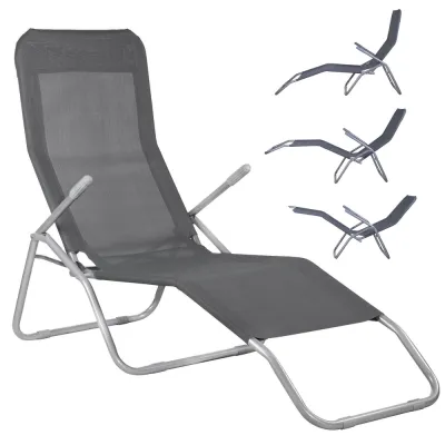 Záhradné lehátko SPRINGOS SIESTA tmavo šedé