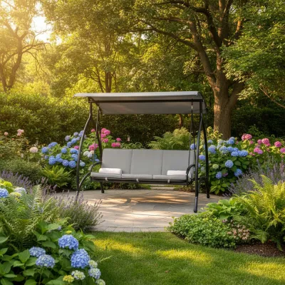 Záhradná hojdačka 3-miestna SPRINGOS JOKO GS0030, šedá