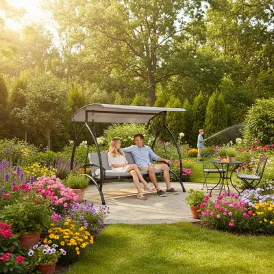 Záhradná hojdačka 3-miestna SPRINGOS JOKO GS0030, šedá