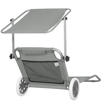 Záhradné lehátko na kolieskach SPRINGOS MOBI šedé