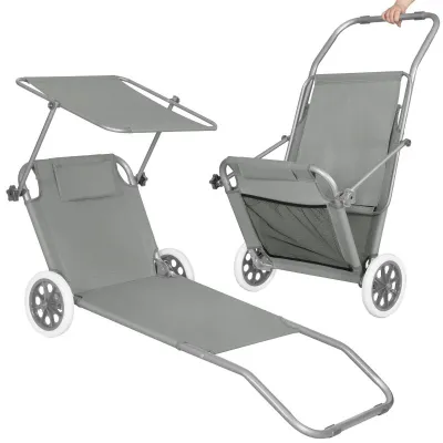 Záhradné lehátko na kolieskach SPRINGOS MOBI šedé