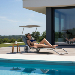 Záhradné lehátko na kolieskach SPRINGOS MOBI šedé