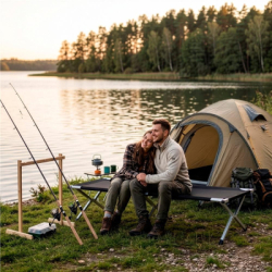 Kempingová skladacia posteľ SPRINGOS VENTURA čierna