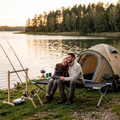 Kempingová skladacia posteľ SPRINGOS VENTURA čierna