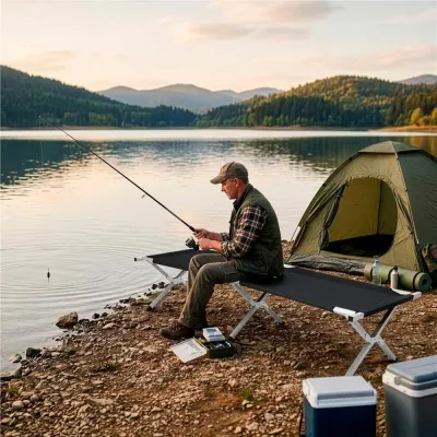 Kempingová skladacia posteľ SPRINGOS VENTURA čierna