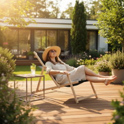 Záhradné drevené lehátko SPRINGOS TORINO čierne