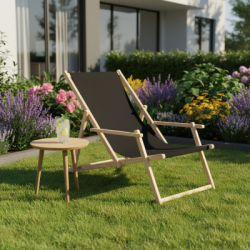 Záhradné drevené lehátko SPRINGOS TORINO čierne