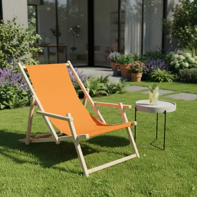 Záhradné drevené lehátko SPRINGOS TORINO oranžové