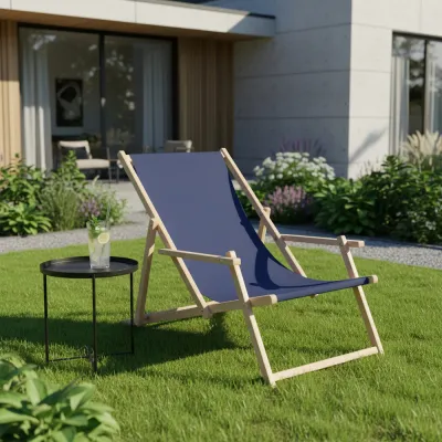 Záhradné drevené lehátko SPRINGOS TORINO tmavo modré