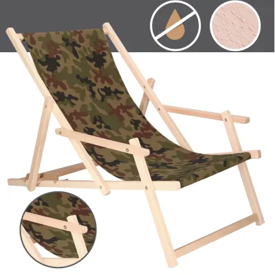 Záhradné drevené lehátko SPRINGOS TORINO camo