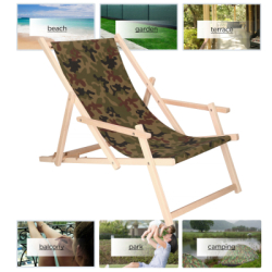 Záhradné drevené lehátko SPRINGOS TORINO camo