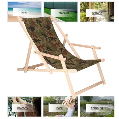 Záhradné drevené lehátko SPRINGOS TORINO camo