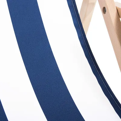 Záhradné drevené lehátko SPRINGOS TORINO modro-biele pruhy