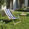 Záhradné drevené lehátko SPRINGOS TORINO modro-biele pruhy