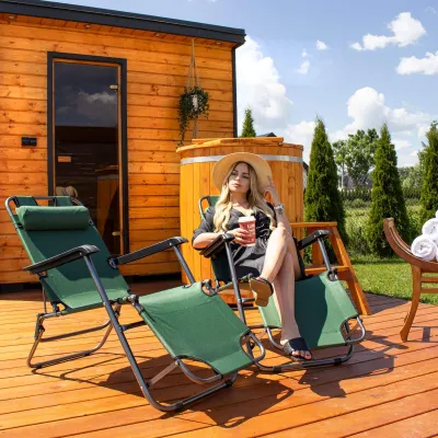Záhradné polohovacie kreslo SPRINGOS RELAX zelené