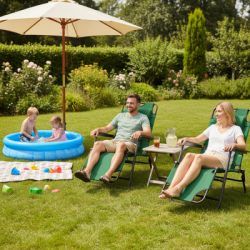 Záhradné polohovacie kreslo SPRINGOS RELAX zelené