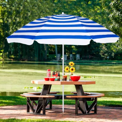 Záhradný slnečník 160 cm SPRINGOS VIVA BU0008 modro-biely