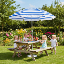 Záhradný slnečník 160 cm SPRINGOS VIVA BU0008 modro-biely