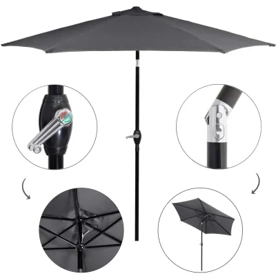 Záhradný slnečník 250 cm, tmavo šedý SPRINGOS SUNNY GU0021