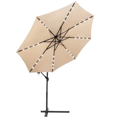 Záhradný slnečník s ľad osvetlením 290 cm, béžový SPRINGOS ATENA GU0047