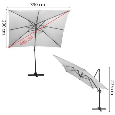 Záhradný slnečník 290x390 cm SPRINGOS GU0048 svetlo šedý