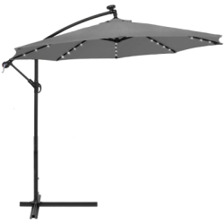 Záhradný slnečník s ľad osvetlením 290 cm, šedý SPRINGOS ATENA GU0046