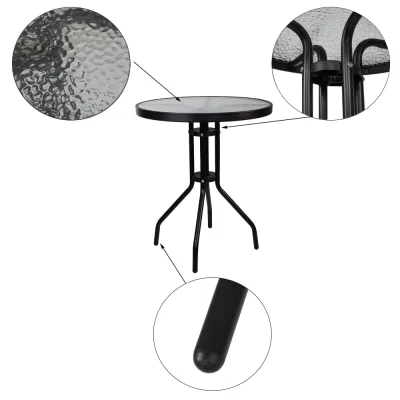 Záhradný stolík 60 cm SPRINGOS BISTRO čierny
