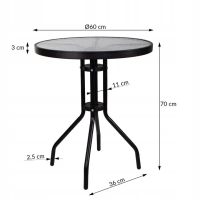 Záhradný stolík 60 cm SPRINGOS BISTRO čierny