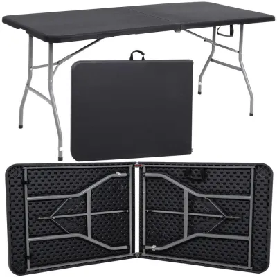 Skladací cateringový stôl 180x75 cm SPRINGOS RAUT GF0056 čierny