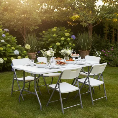 Skladací cateringový stôl 180x74 cm SPRINGOS RAUT GF0108 biely