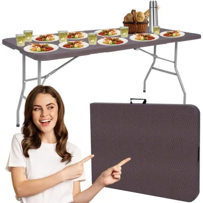 Skladací cateringový stôl 180x74 cm SPRINGOS RAUT GF0055 hnedý
