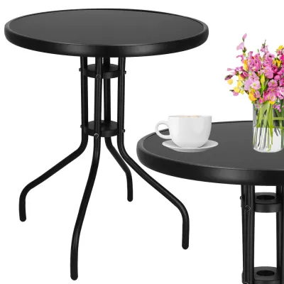 Záhradný stolík 60 cm SPRINGOS BISTRO BLACK čierny