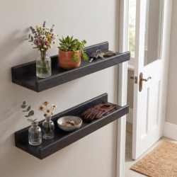 Polica na stenu sada 2ks SPRINGOS WF0017 čierna